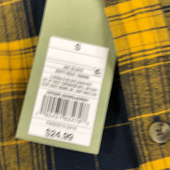 Good Fellow Men's Shirt S Plaid Yellow Navy NWT Long Sleeve - Picture 4 of 8